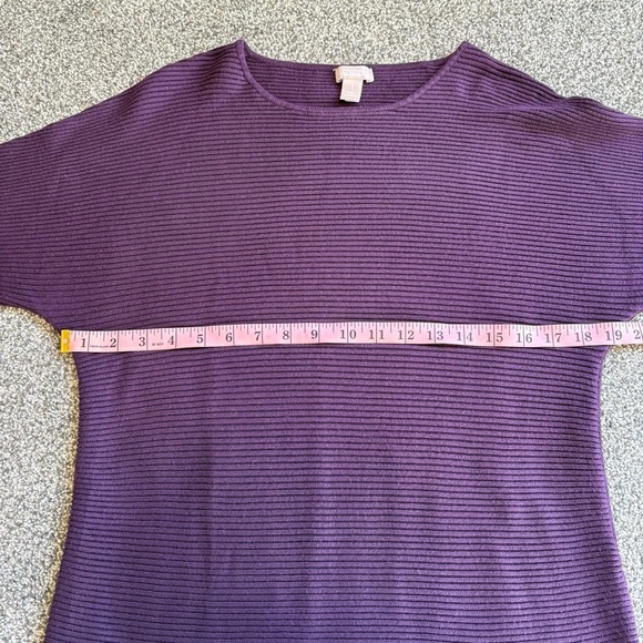 Chico's 3/4 Sleeve Pullover Purple Sweater Ribbed Crewneck Cute Hem Size 1 or Sm - Picture 4 of 5